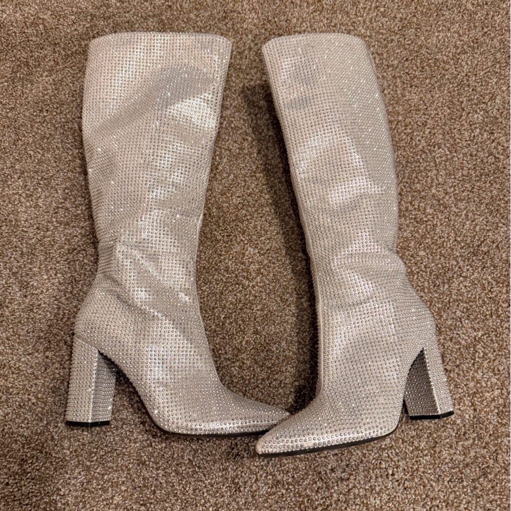 Knee high rhinestone boots